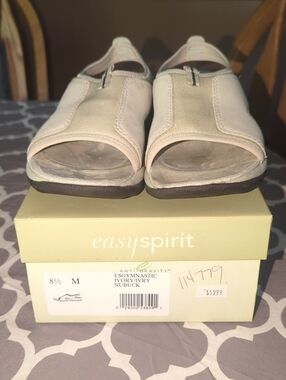 Easy Spirit Ivory Open-Toe Nubuck Slingback Sandals